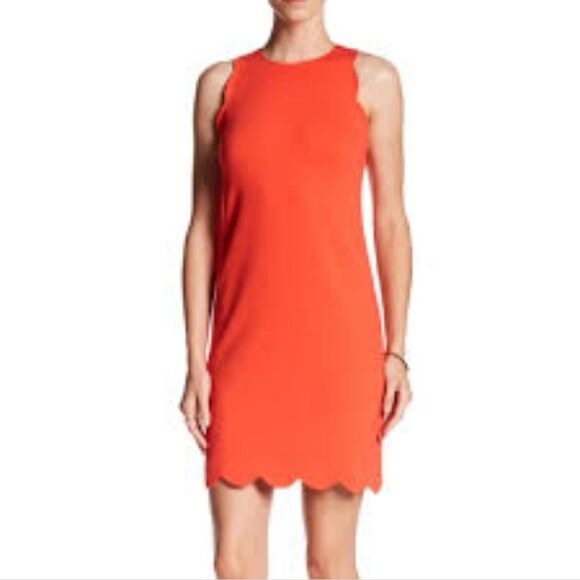 J. Crew Coral Scalloped Dress size 10 - Picture 1 of 11